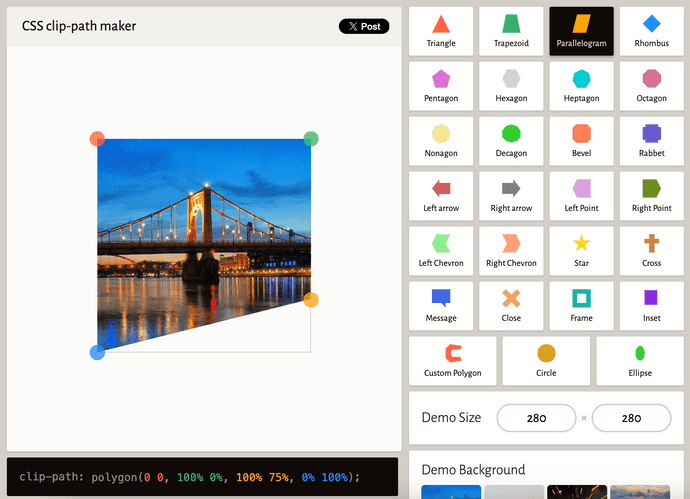 CSS clip-path maker website